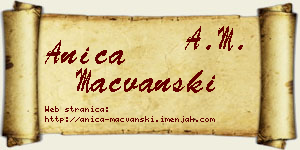 Anica Mačvanski vizit kartica